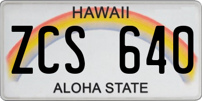 HI license plate ZCS640