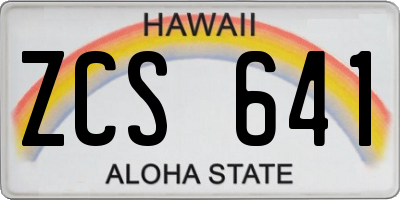 HI license plate ZCS641
