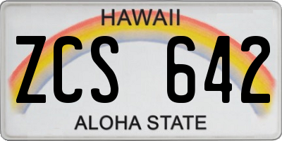 HI license plate ZCS642
