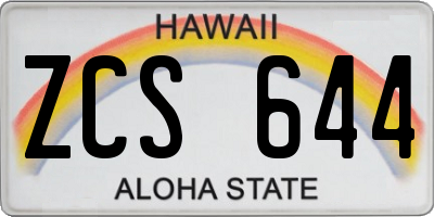 HI license plate ZCS644