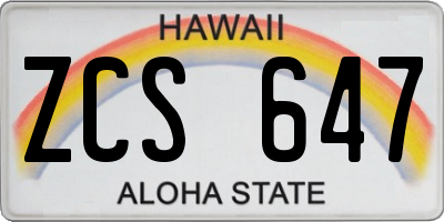 HI license plate ZCS647