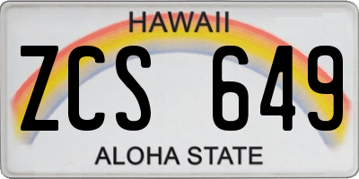 HI license plate ZCS649