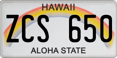 HI license plate ZCS650
