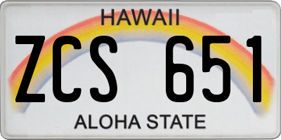 HI license plate ZCS651