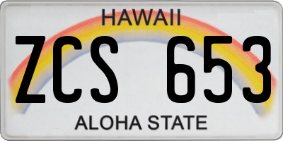 HI license plate ZCS653