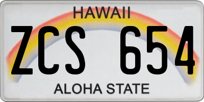 HI license plate ZCS654