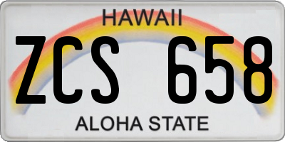 HI license plate ZCS658