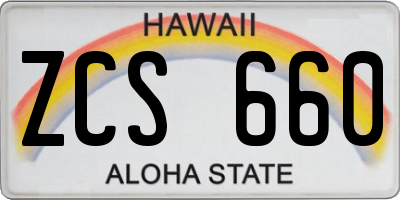 HI license plate ZCS660