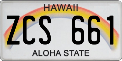 HI license plate ZCS661