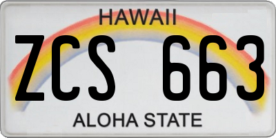 HI license plate ZCS663