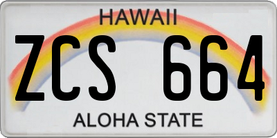 HI license plate ZCS664