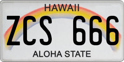 HI license plate ZCS666