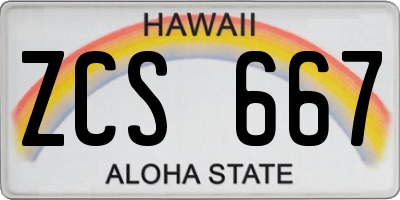 HI license plate ZCS667