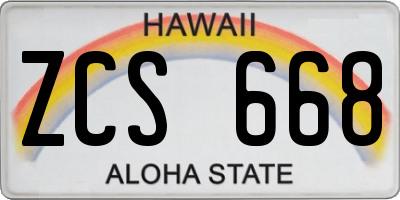 HI license plate ZCS668