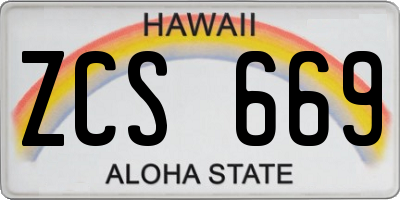 HI license plate ZCS669