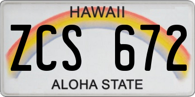 HI license plate ZCS672