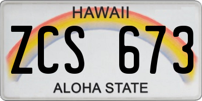 HI license plate ZCS673
