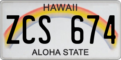 HI license plate ZCS674