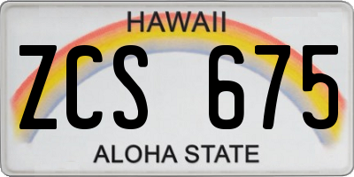 HI license plate ZCS675