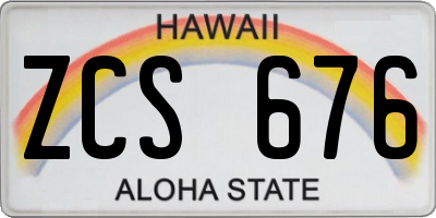 HI license plate ZCS676