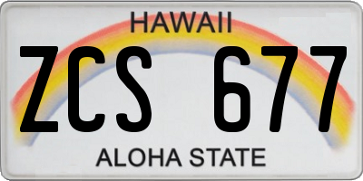 HI license plate ZCS677