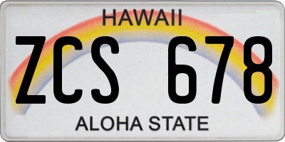 HI license plate ZCS678