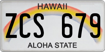 HI license plate ZCS679