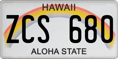HI license plate ZCS680