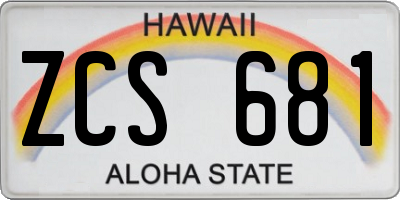 HI license plate ZCS681