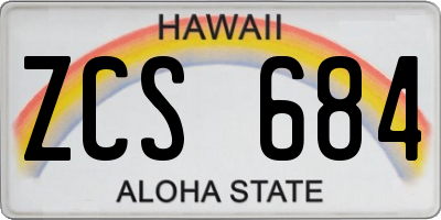HI license plate ZCS684