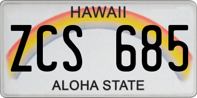 HI license plate ZCS685