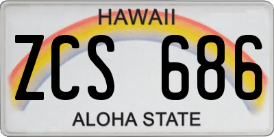 HI license plate ZCS686