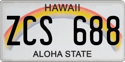 HI license plate ZCS688