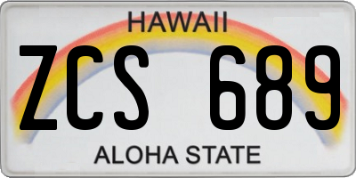 HI license plate ZCS689