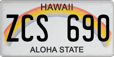 HI license plate ZCS690