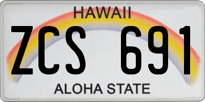 HI license plate ZCS691