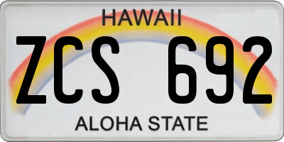 HI license plate ZCS692