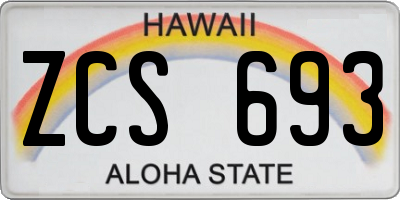 HI license plate ZCS693