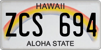 HI license plate ZCS694
