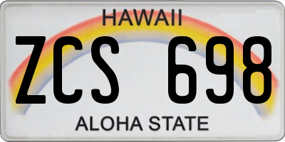 HI license plate ZCS698