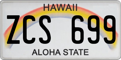 HI license plate ZCS699