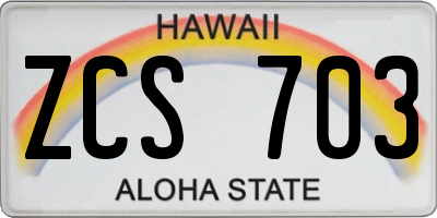 HI license plate ZCS703