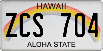HI license plate ZCS704