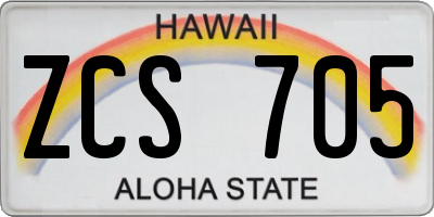 HI license plate ZCS705