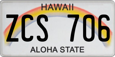 HI license plate ZCS706