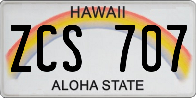 HI license plate ZCS707