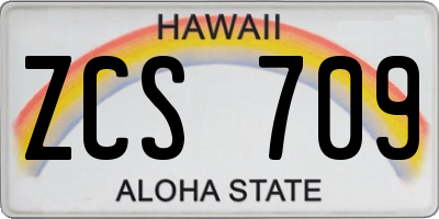 HI license plate ZCS709