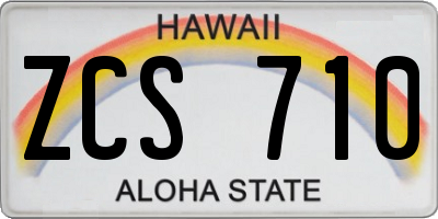 HI license plate ZCS710