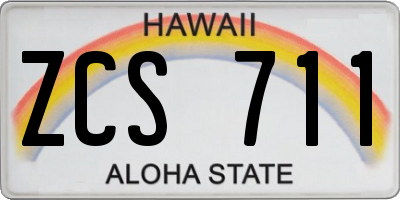 HI license plate ZCS711