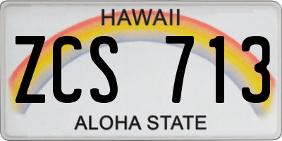 HI license plate ZCS713